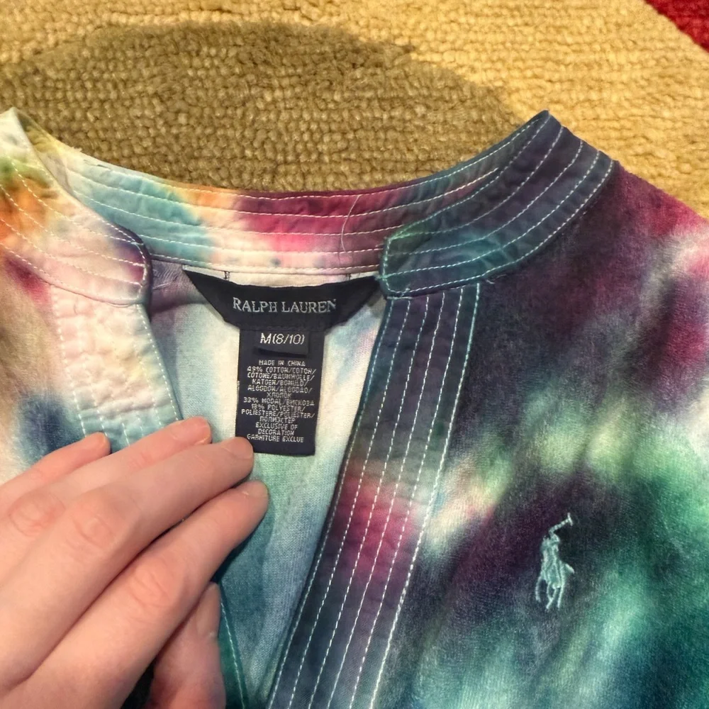 Ralph Lauren Hand Tie Dye Beach Terrycloth Coverup Dress Kids Girls Size Medium